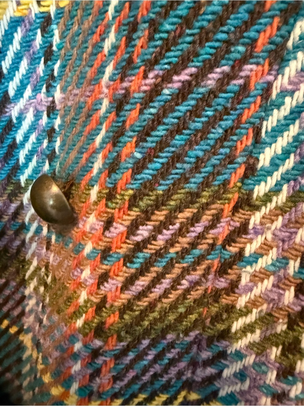 Vintage Teal Plaid Double-Breasted Wool Coat - Picture 3 of 10